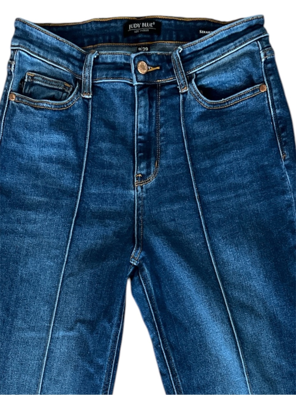 Judy Blue Straight Leg Pintuck Seam Jeans Size 29 High Rise Stretch Denim